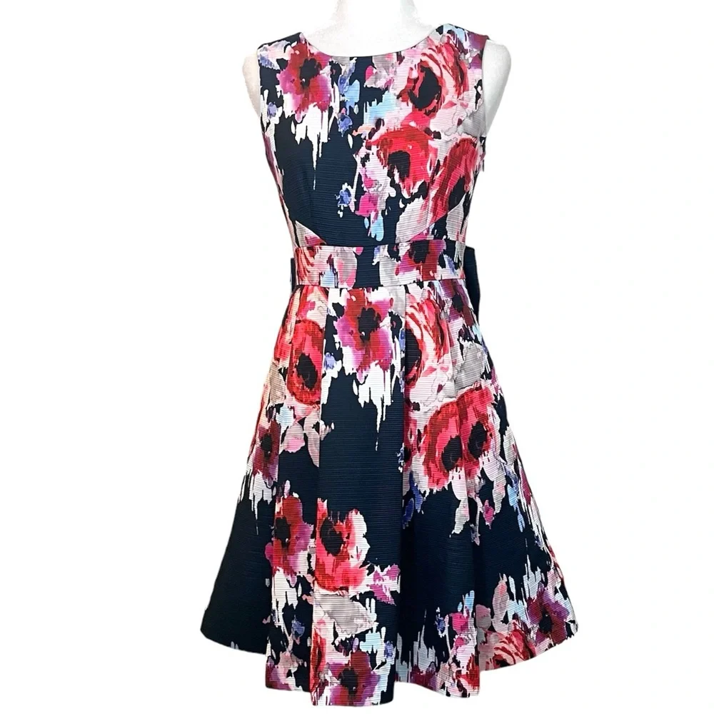 Kate Spade Floral Back Bow Fit & Flare Dress Dopamine Wedding Guest Date Night